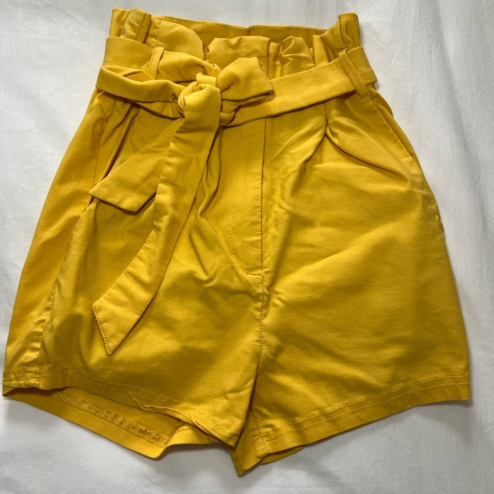 Small high waisted shorts. Very stretchy.